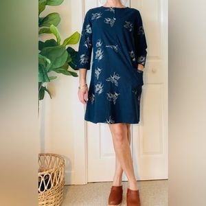 Smoking Lily Linen Bee Print Tunic Dress EUC